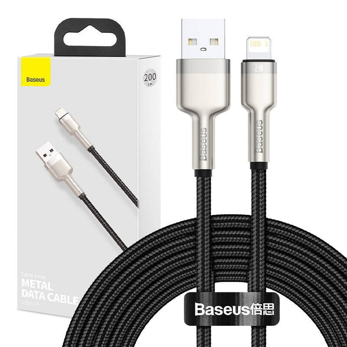 USB cable for Lightning Baseus Cafule, 2.4A, 2m (black)