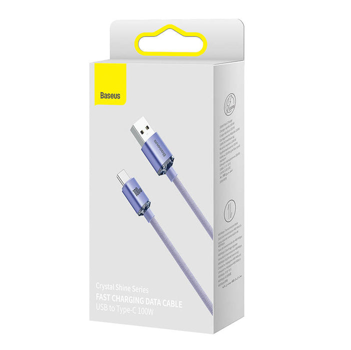 Baseus Crystal Shine cable USB to USB-C, 100W, 2m (purple)