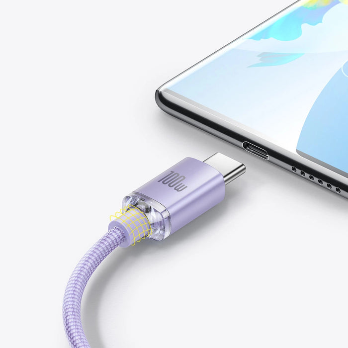 Baseus Crystal Shine cable USB to USB-C, 100W, 2m (purple)