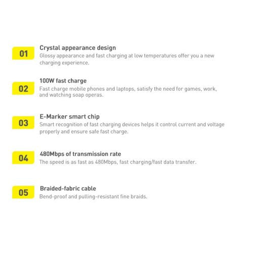 Baseus Crystal Shine cable USB-C to USB-C, 100W, 1.2m (black)