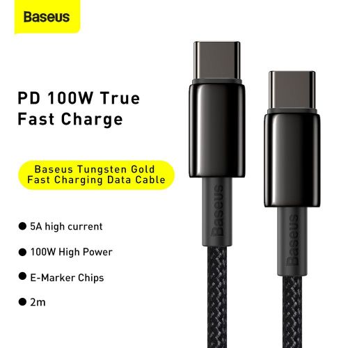 Baseus Tungsten Gold Cable Type-C to Type-C 100W 2m (black)