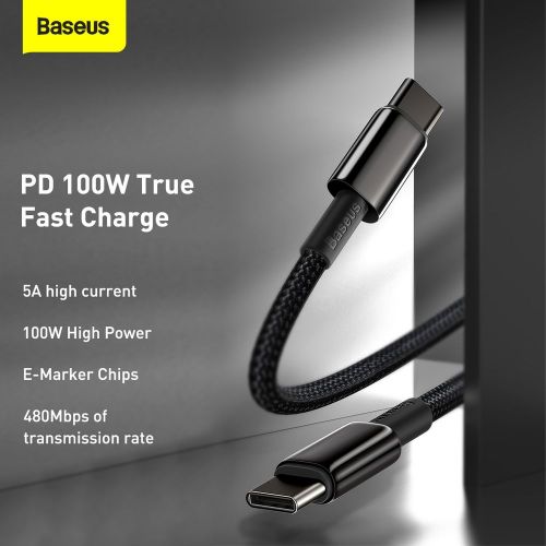 Baseus Tungsten Gold Cable Type-C to Type-C 100W 2m (black)