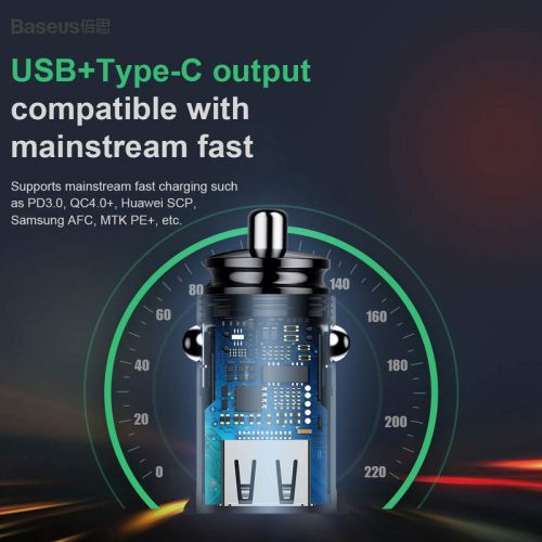 Car Charger Baseus Circular PD QC4.0+ 5A 30W (czarna)