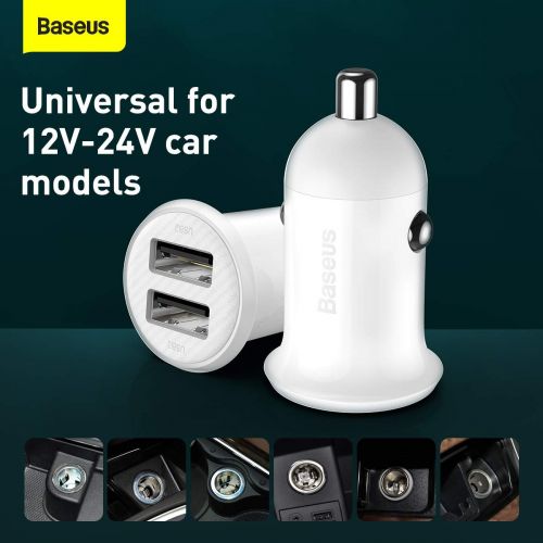 Baseus Grain Pro Car Charger 2x USB 4.8A (white)