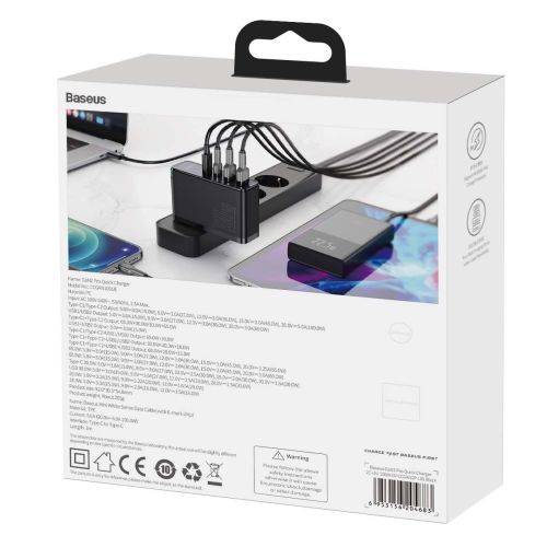 Travel Charger Baseus GaN2 Pro Quick  2x USB + 2x USB-C, 100W, EU (Black)