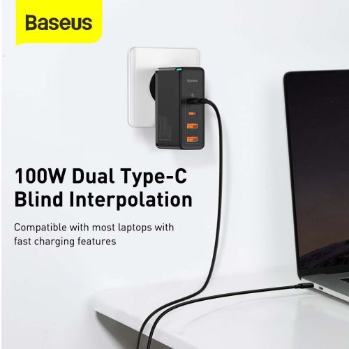 Travel Charger Baseus GaN2 Pro Quick  2x USB + 2x USB-C, 100W, EU (Black)