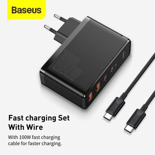Travel Charger Baseus GaN2 Pro Quick  2x USB + 2x USB-C, 100W, EU (Black)