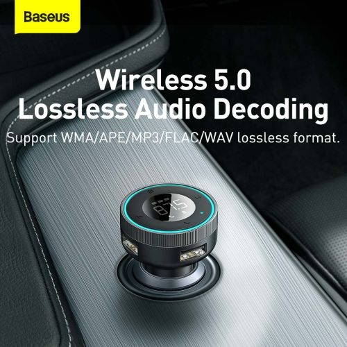 Baseus Enjoy Car Wireless MP3 Charger, Bluetooth 5.0, microSD, AUX (black)