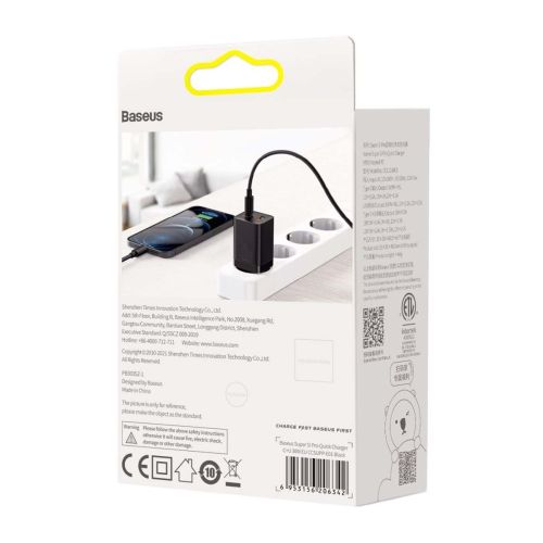 Baseus Super Si Pro Quick Charger USB + USB-C 30W (black)