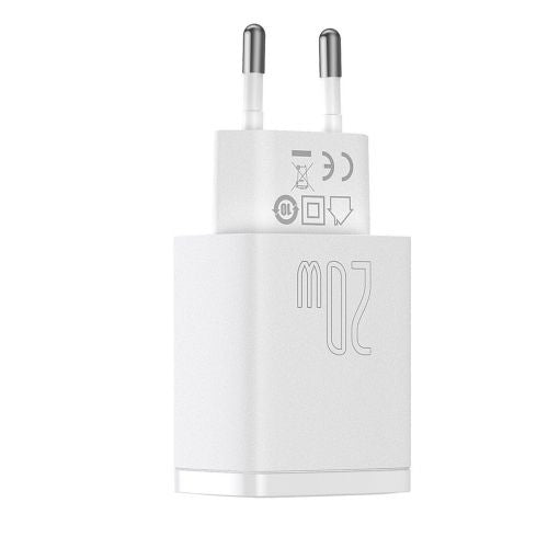 Baseus Compact Quick Charger, USB, USB-C, 20W (white)