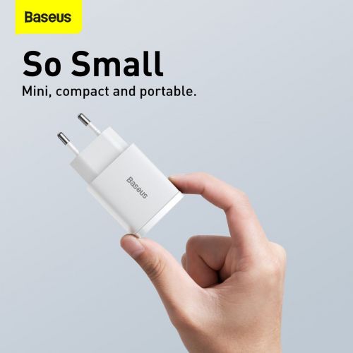 Baseus Compact Quick Charger, USB, USB-C, 20W (white)