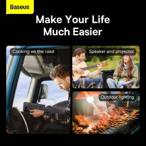 Baseus Car Power Inverter 150W 12V / 500W 220V (C+U + Dual EU plug) Black (CGNB000101)