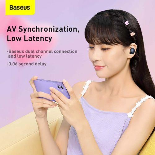 Baseus Bowie E2 TWS Bluetooth 5.2 Wireless Earphones Waterproof IP55 Black (NGTW090001)