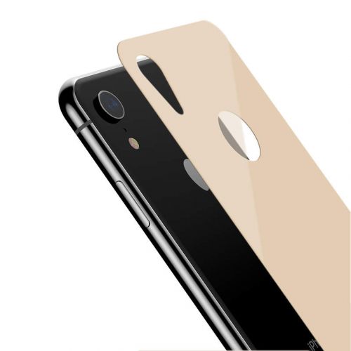 Baseus iPhone Xr 0.3 mm Full coverage curved T-Glass rear Protector Gold (SGAPIPH61-BM0V)
