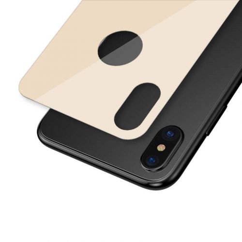 Baseus iPhone Xs Max 0.3 mm Full coverage curved T-Glass rear Protector Gold (SGAPIPH65-BM0V)