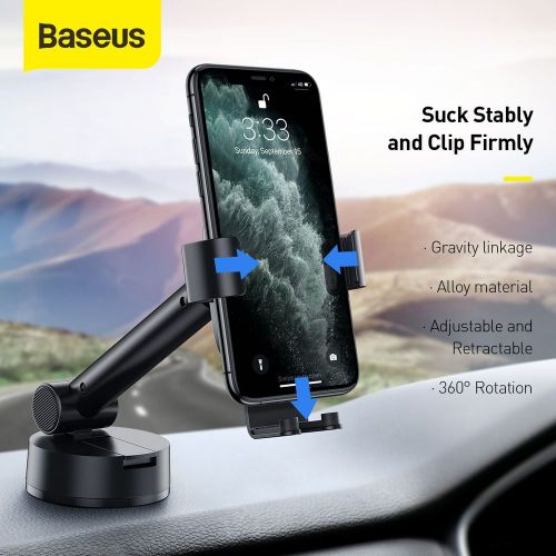 Gravity car mount for Baseus Tank phone with suction cup (black)
