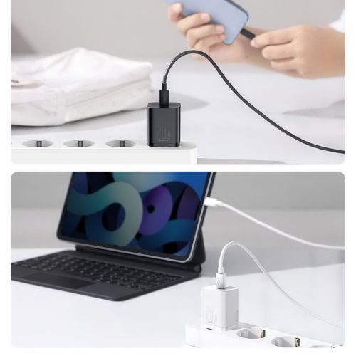 Baseus Super Si Quick Charger 1C 20W with USB-C cable for Lightning 1m (white)