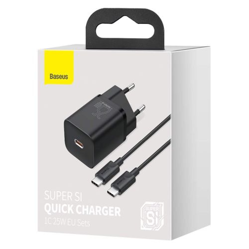 Baseus Super Si Quick Charger 1C 25W with USB-C cable for USB-C 1m (black)