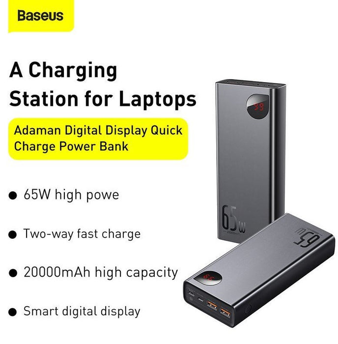 Powerbank Baseus Adaman Metal 20000mAh PD QC 3.0 65W 2xUSB + USB-C + micro USB (Black)