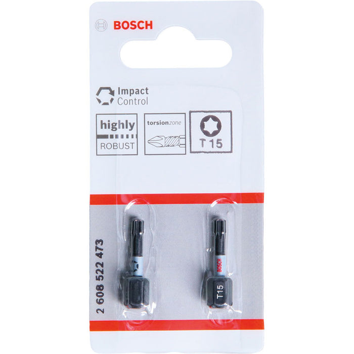 IMPACT BITS T15 2 NUMBERS 25 MM BOSCH IMPACT CONTROL