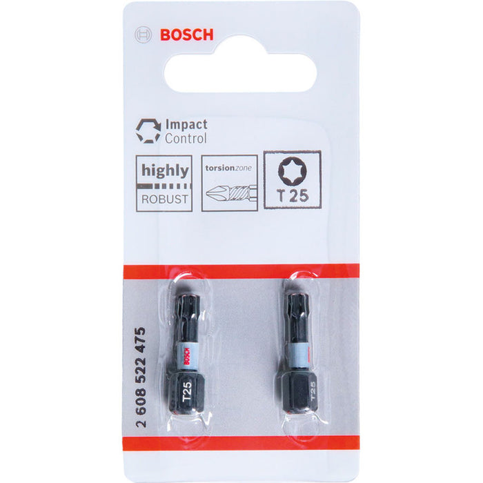 IMPACT BITS T25 2 NUMBERS 25 MM BOSCH IMPACT CONTROL