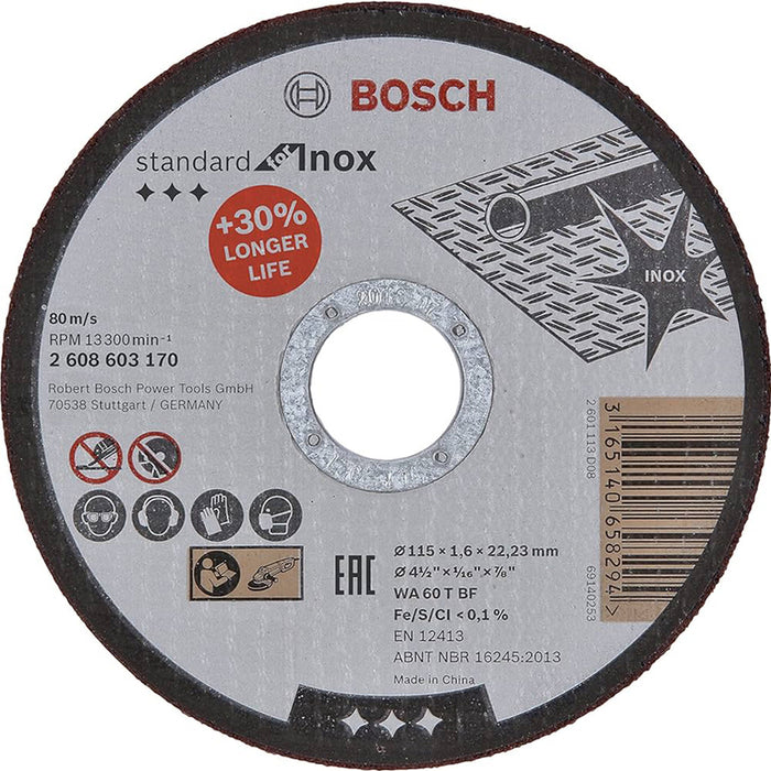METAL CUTTING DISC INOX BOSCH 115x1.6x22.23