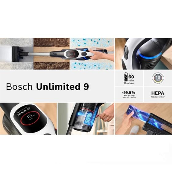 Vacuum cleaner with battery BOSCH BCS931WBA Unlimited 9 White