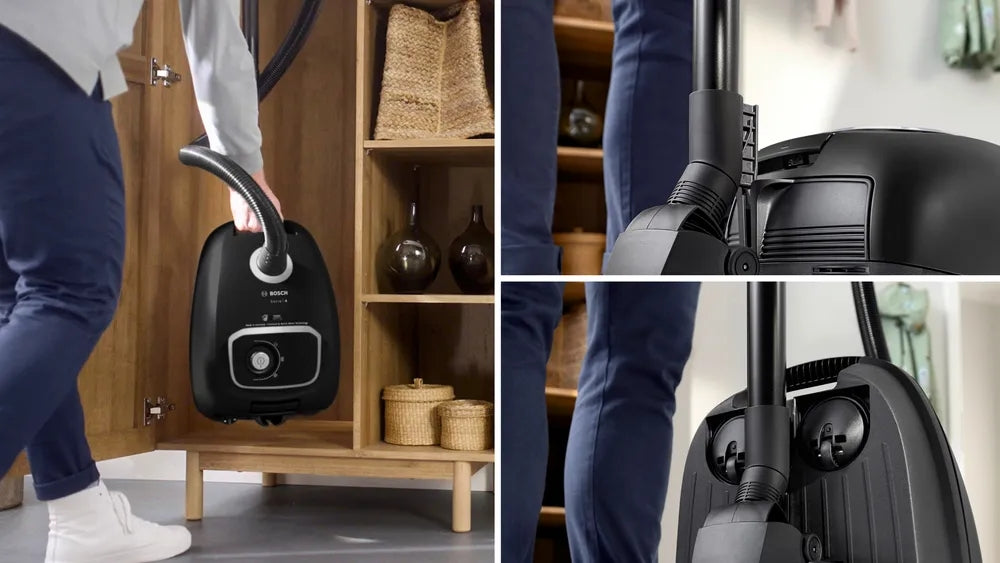 Bosch BGB41BA1, SER4 Vacuum cleaner with bag,  Black, 600 W, 75 dB, Hygienic filter, 1 x crevice nozzle, 1 x upholstery nozzle, 1 x universal nozzle