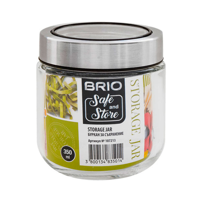 JAR WITH TRANSPARENT LID 350ML 9X9X10CM BRIO STORAGE JAR