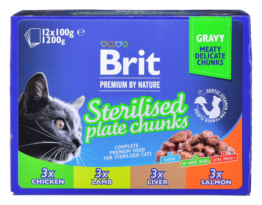 BRIT Premium Cat Sterilised Plate - wet cat food - 12x100g