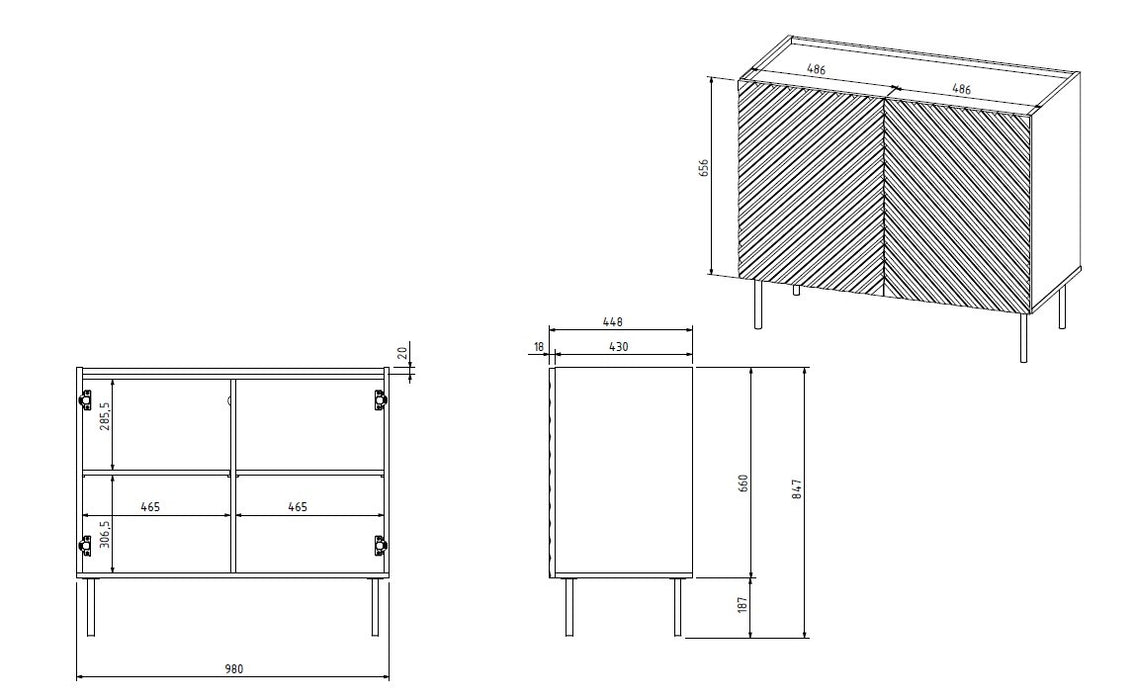2D ONDA chest of drawers 98x45x85 black