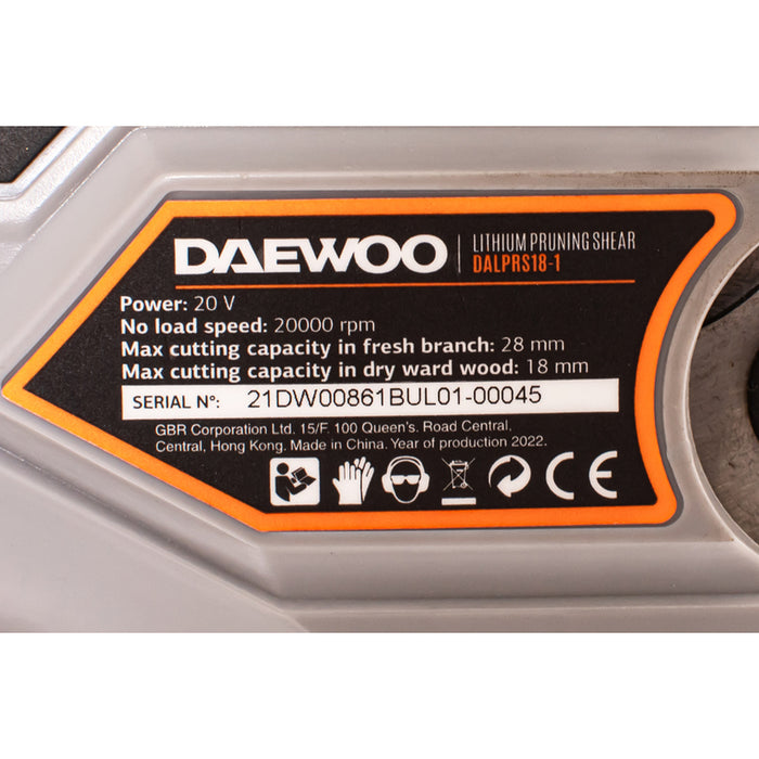 BATTERY VINE SHEAR DAEWOO DALPRS18-1 20 V