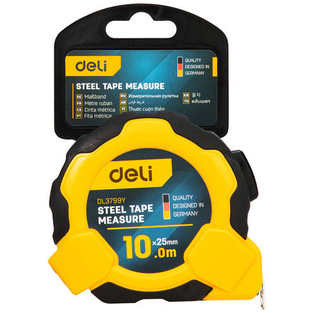 Steel Measuring Tape 10m/25mm Deli Tools EDL3799Y (yellow)