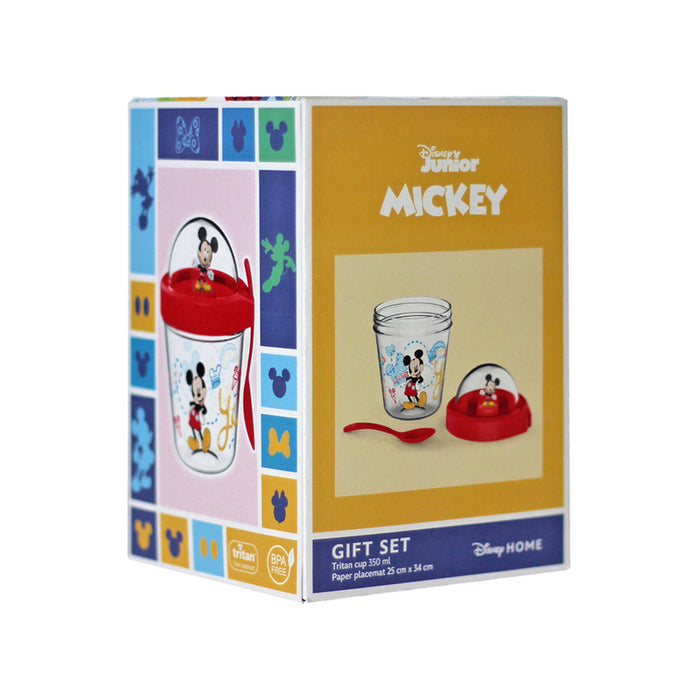 SET OF GLASS WITH FIGURE + MICKEY DISNEY BOARD GAME