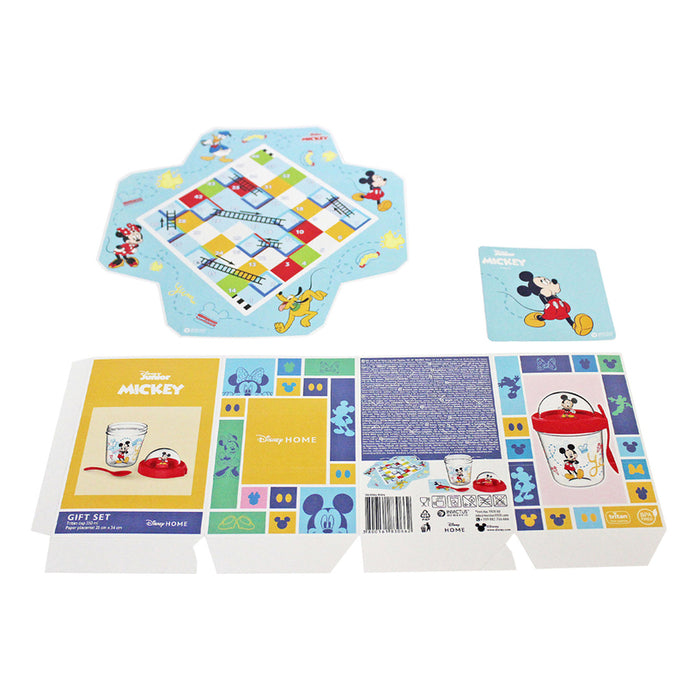 SET OF GLASS WITH FIGURE + MICKEY DISNEY BOARD GAME