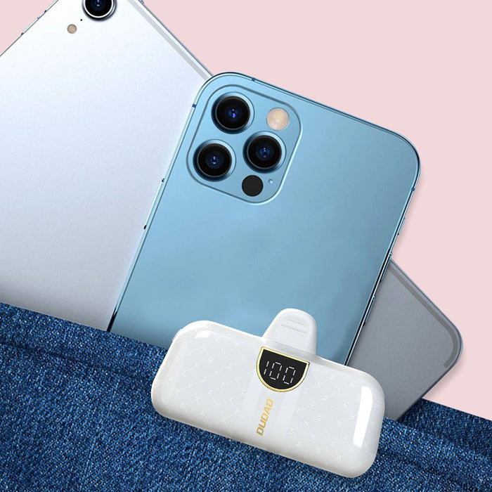 Dudao K20SL 5000mAh mini power bank with Lightning / USB-C connectors - white