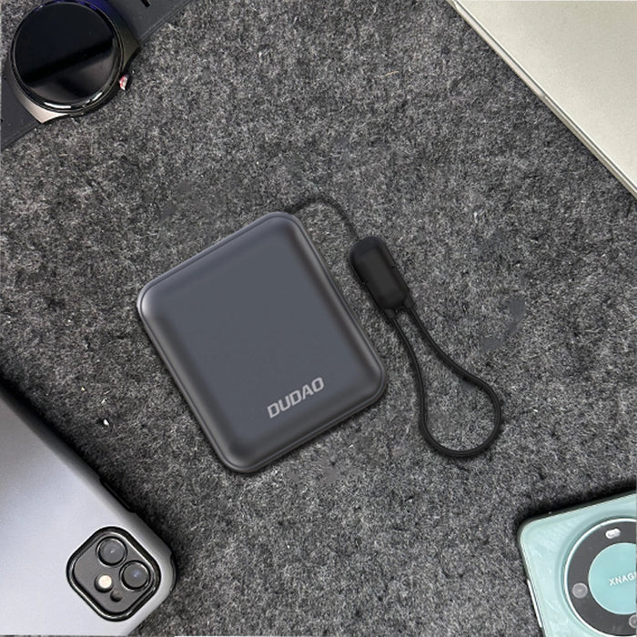 Dudao K22+ Ultra-Compact Power Bank 10000mAh 22.5W USB-C with Pendant/Cable - Gray