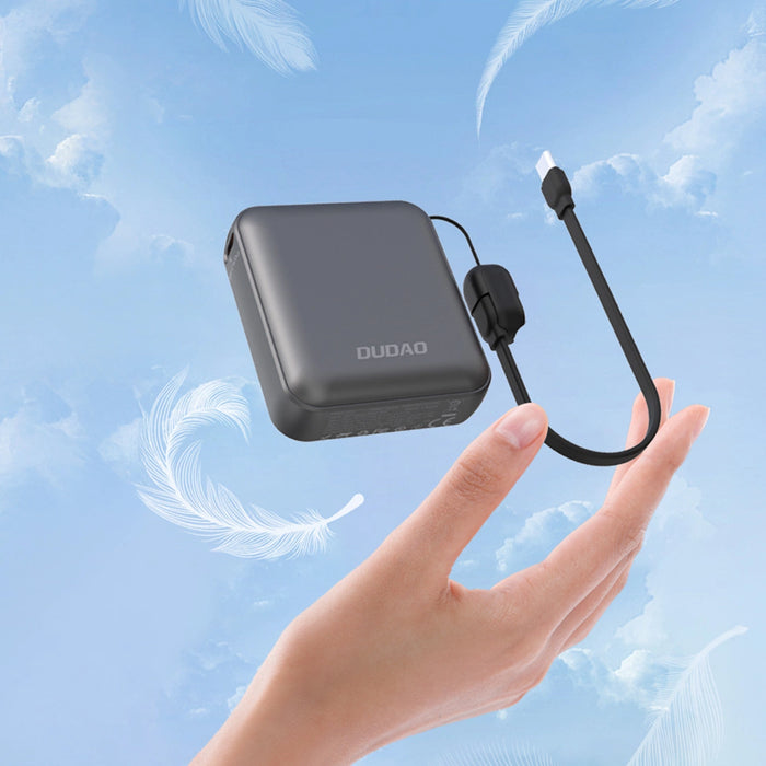 Dudao K22+ Ultra-Compact Power Bank 10000mAh 22.5W USB-C with Pendant/Cable - Gray