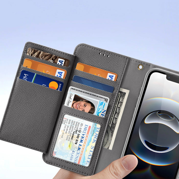 Dux Ducis Lawa iPhone 16e Leather Case with Detachable Magnetic Wallet - Gray