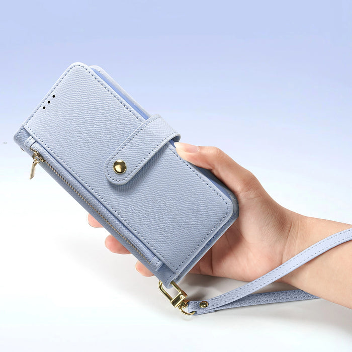 Dux Ducis Lawa iPhone 16e Leather Case with Detachable Magnetic Wallet - Blue