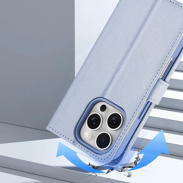 Dux Ducis Lawa iPhone 16 Pro Leather Case with Detachable Magnetic Wallet - Blue