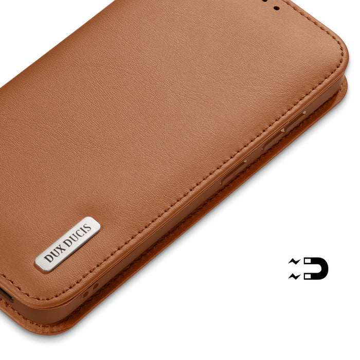 Dux Ducis Hivo Samsung Galaxy S25 Edge Case with Flip and RFID Protection - Brown