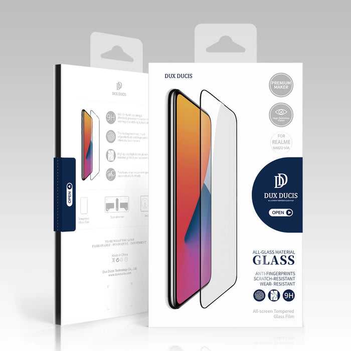 Dux Ducis 9D Tempered Glass 9H Full Screen Tempered Glass with Realme Narzo 50A frame black (case friendly)