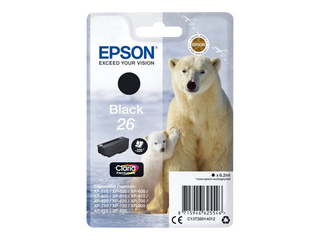EPSON 4LB 26 ink cartridge black standard capacity 6.2ml 220 pages 1-pack blister without alarm