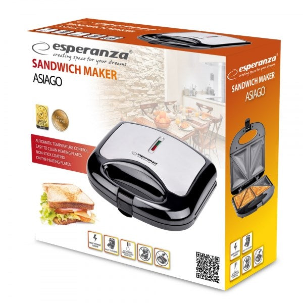 Esperanza ASIAGO sandwich maker 1000 W Black, White