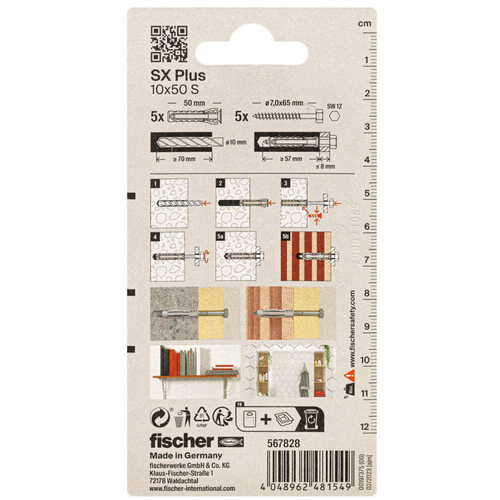 DOWEL WITH SCREW 10X50 5 PCS FISCHER SX PLUS