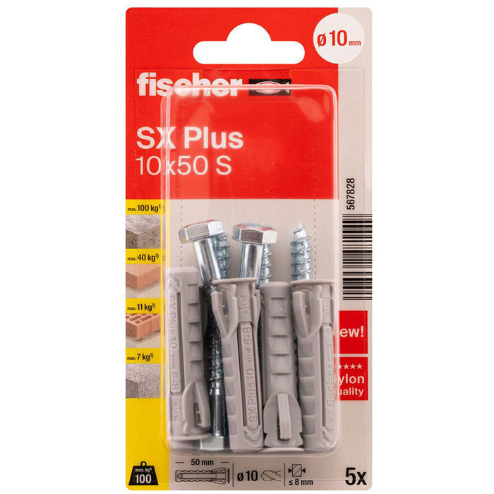 DOWEL WITH SCREW 10X50 5 PCS FISCHER SX PLUS