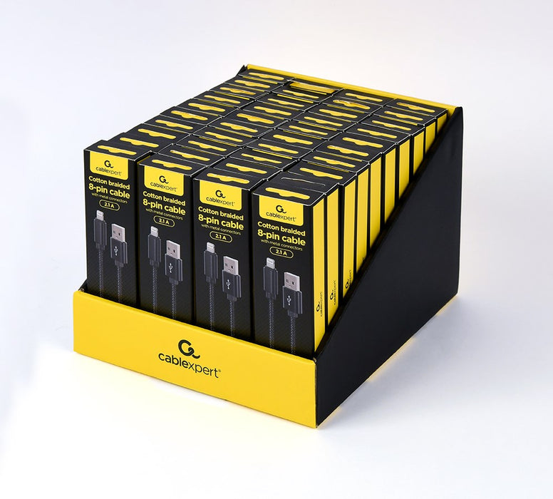 Gembird CCDB-mUSB2B-AMLM-6 Cotton braided 8-pin cable with metal connectors, 1.8 m, black