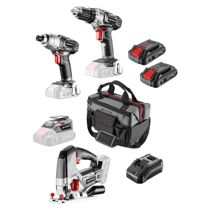 BATTERY SET GRAPHITE 58G000 18 V, NUMBER OF BATTERIES 2, 2.00 Ah