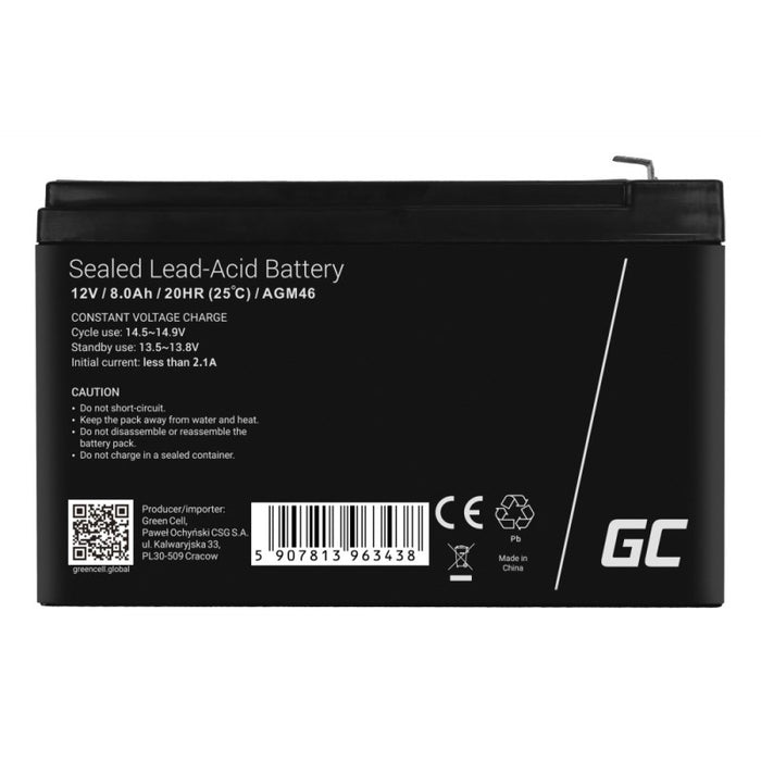 Green Cell AGM46 industrial rechargeable battery Sealed Lead Acid (VRLA) 8000 mAh 12 V